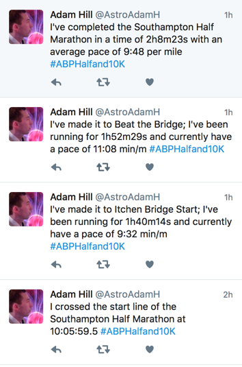 Result of the twitterbot's tweets